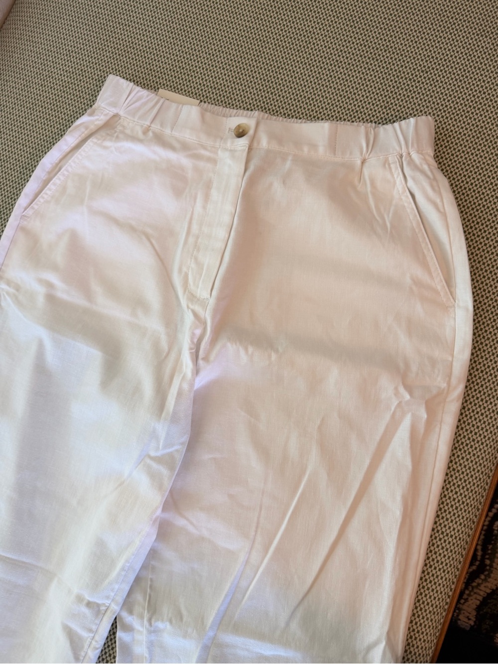 Banana Republic White tapered linen-blend pull on ankle pant Size M #166 - Picture 7 of 14
